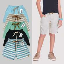 Boys' Linen Bermuda Shorts, Premium Sizes 2 To 16 - 深灰色 - 查看 3