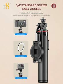 合金金属支架 D8 磁吸式手机自拍杆三脚架 360°旋转 兼容补光灯 1300MM 长智能手机三脚架一体式带集成无线遥控器 便携轻巧可伸缩手机三脚架 兼容 /安卓 妇女节礼物 派对庆典 - 均碼 - 查看 12