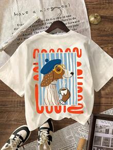Dachshund Coffee Club, Summer Outfits For Women, Beach Outfits For Women, Casual Blouses For Women, Women's Casual Round Neck Short Sleeve T-Shirts - Light Apricot - View 2