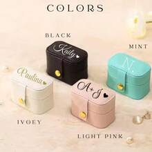 Mini Ring Storage Box, Leather Jewelry Box, Customized Gift, Travel Jewelry Box, Keychain Ring Holder, Bride Bridesmaid Wedding Gift - Multicolor - View 4