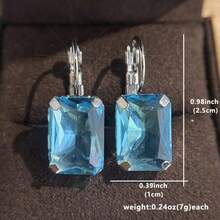 Fashionable Square Blue Geometric Earrings, Elegant Jewelry Gift For Women, Exquisite Birthday Present - Baby Blue - View 5