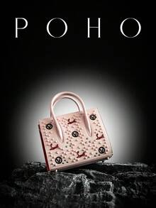 POHO Brand Luxury Women's Handbag Co-Branded Letter Small Tote Bag - V - Pink - Hồng - Xem 1