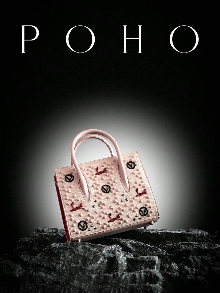 POHO Brand Luxury Women's Handbag Co-Branded Letter Small Tote Bag - V - Pink - Hồng - Xem 1