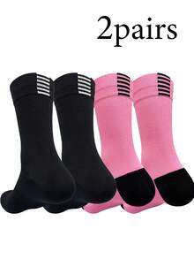 10 Pairs Women's Striped Bow Tie Mid-Calf Socks, Black & White Simple Design, Suitable For Casual & Leisure, Spring/Autumn - Multicolor - View 8