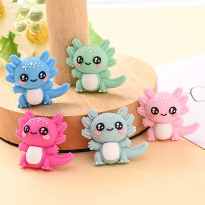 5pcs 3D Animal Silicone Beads, Cute Salamander Shaped Beads, Suitable For DIY Jewelry Making, Bracelets, Beaded Pens, Keychains And Bag Accessories Crafts