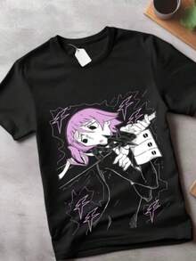 Anime Unisex Tee Konosuba Megumin T-Shirt Waifu Kawaii Anime Japanese Gift - 黑色 - 查看 1