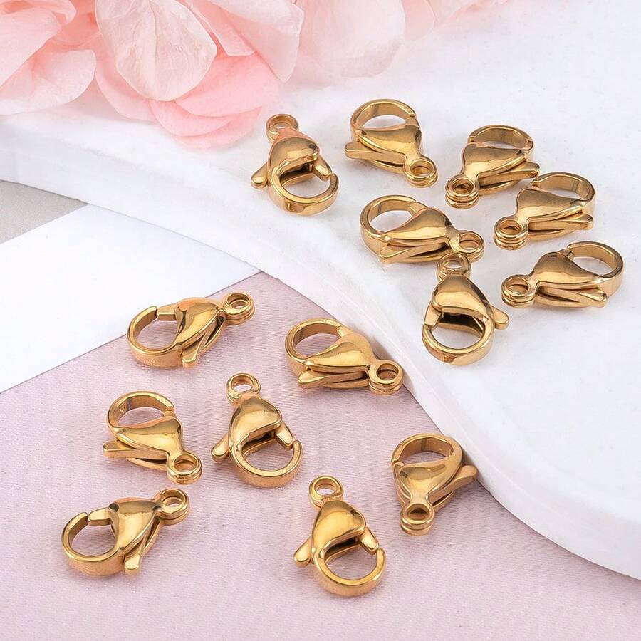 20Pcs Gold 304 Stainless Steel Lobster Clasps, Suitable For Handmade Bracelets, Necklaces And Various Chain Connection DIY Jewelry Making Accessories - Stainless Steel Lobster Clasp - View 1