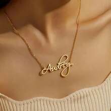 1pc Custom Name Necklace, Personalized Cursive Font Pendant, Elegant Bohemian Style, Simple DIY Custom Name Gift, Suitable For Women, Birthday Gift Jewelry Custom Cursive English Name Minimalist Elegant Stainless Steel Necklace Family Holiday Gift Ideal Gifts For Her Girlfriend, Mom, Family, Friends, Daughter, Her, Grandparents For Daily Wear, For Prom, For Teacher Gifts - 彩色 - 查看 9