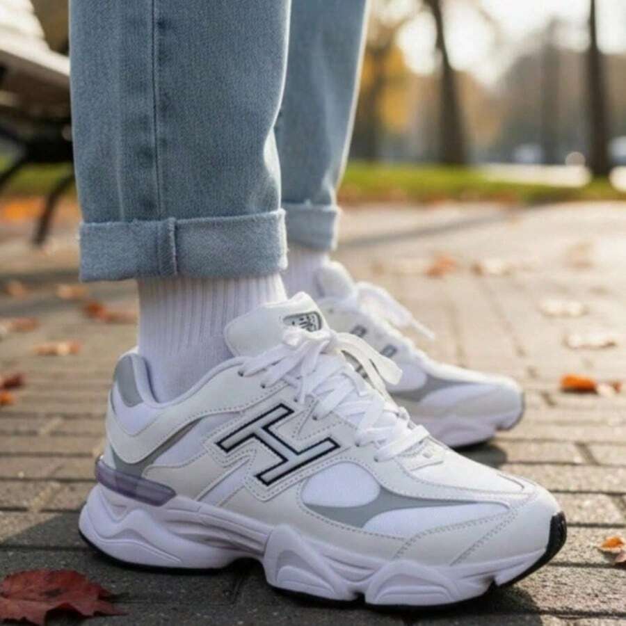 NB 9060 Women's Casual Lace-Up Low-Top Sneakers, New Outdoor Sports Shoes For All Seasons, Comfortable Sneakers With Thick, Non-Slip, And Durable Sole. - Bạc trắng - Xem 1