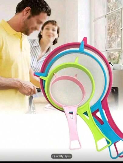 4pcs Versatile Fine Mesh Strainer Set With Comfort-Grip Handles - Ideal For Sifting Tea, Straining Juice & Flour, Soy Milk Filtration - Essential Kitchen Accessories For Daily Cooking & Baking Tasks Christmas Halloween Christmas Eve