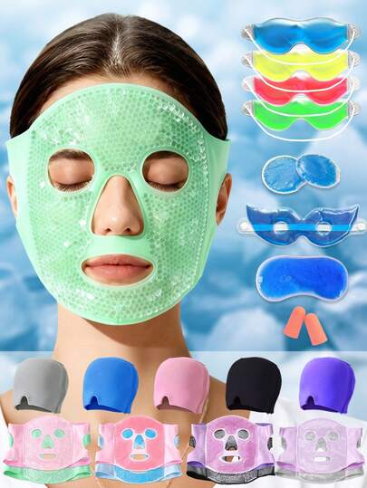 1/2pcs Ice Bead Eye Mask, Ice Bead Face Mask, Ice Bead Eye Mask, Ice Cap Eye Mask, Face Mask, Ice Eye Mask, Ice Pack, Ice Patch, Round Ice Pack, Earplugs, Cooling Eye Mask, Gel Eye Mask, Gel Ice Eye Mask, Light-Blocking Cooling Gel Sleep Eye Mask, Suitable For All Seasons