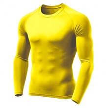 Men's Thermal UV Protection Shirt, Long Sleeve Base Layer Shirt - Yellow - View 2