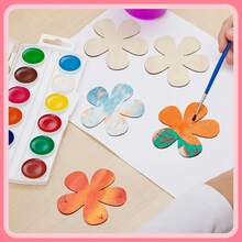10pcs/20pcs Flower Shaped Wooden Pieces With Ropes, Blank Flower Shaped Wooden Accessories, DIY Flower Decorations, Wooden Strips For Decoration Projects - Multicolor - View 11