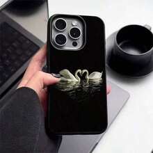 1pc Vintage Floral Heart Frame Swan Pattern TPU Phone Case Compatible With IPhone 17 Pro Max/17/16 Pro Max/15/13/12/11, S20 FE/A15/S24/A55,  Note 11/12/13 Pro, Full Body Soft Protective Cover - Style 9 (1 Piece) - View 2