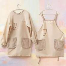 A Full-Coverage Loose Apron With Oilproof And Waterproof Functions, Built-In Towel Pockets, Stain-Resistant And Durable, Suitable For Family Cooking And Baking Activities, Parent-Child Apron Set. - Long-sleeved + H-line Style - View 8