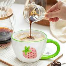 LECHENG HOUSEHOLD Gift Box Set With Cup + Spoon, Cute Strawberry Ceramic Cup, Hand-Painted 3D Strawberry Design, Creative Ceramic Cup Suitable For Latte, Tea, Milk, Coffee Drinks, Decorative Cup, Women's Birthday Gift, Suitable For Office And Home Use - Multicolor - View 8