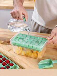 1pc Summer Ice Maker Set, 34/68 Capacity One-Touch Release With Scoop Storage Box, Suitable For Kitchen, Home, Catering, Camping, Picnic - Multicolor - View 4
