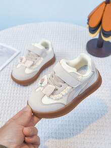 1 Pair Cute Bow & Floral Lace Girls' Athletic Shoes, Soft Mesh Lightweight Casual Sneakers, Toddler Walking Shoes, All Season - Beige - View 1