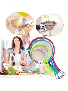 1/4pcs Plastic Mesh Strainer Set, Kitchen Sieve Set, Food Soy Milk Flour Sifter Long Handle Sieve Strainer, Sugar Sieve Fine Mesh Tea Strainer, Kitchen Supplies Kitchenware Kitchen Tools - Multicolor - View 6