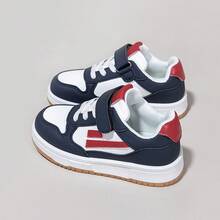 1 Pair 2026 New Children's Hook And Loop Sneakers, Casual Kids Shoes With Both Fashionable Design And Practicality - Burgundy - View 4