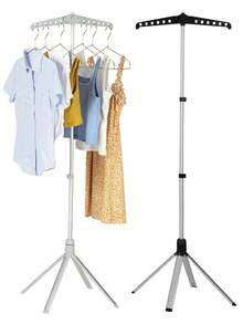 Foldable Clothes Drying Rack, Adjustable Steam Ironing Rack, Handheld Steam Iron Stand, With Rotating Clothes Rod, Made Of Aluminum Alloy, Telescopic And Foldable (The Rack Can Hang 12 Pieces Of Clothing). Suitable For Ironing Clothes, Decoration, Holiday Decorations, Room Decorations, Home Decorations - A - View 1
