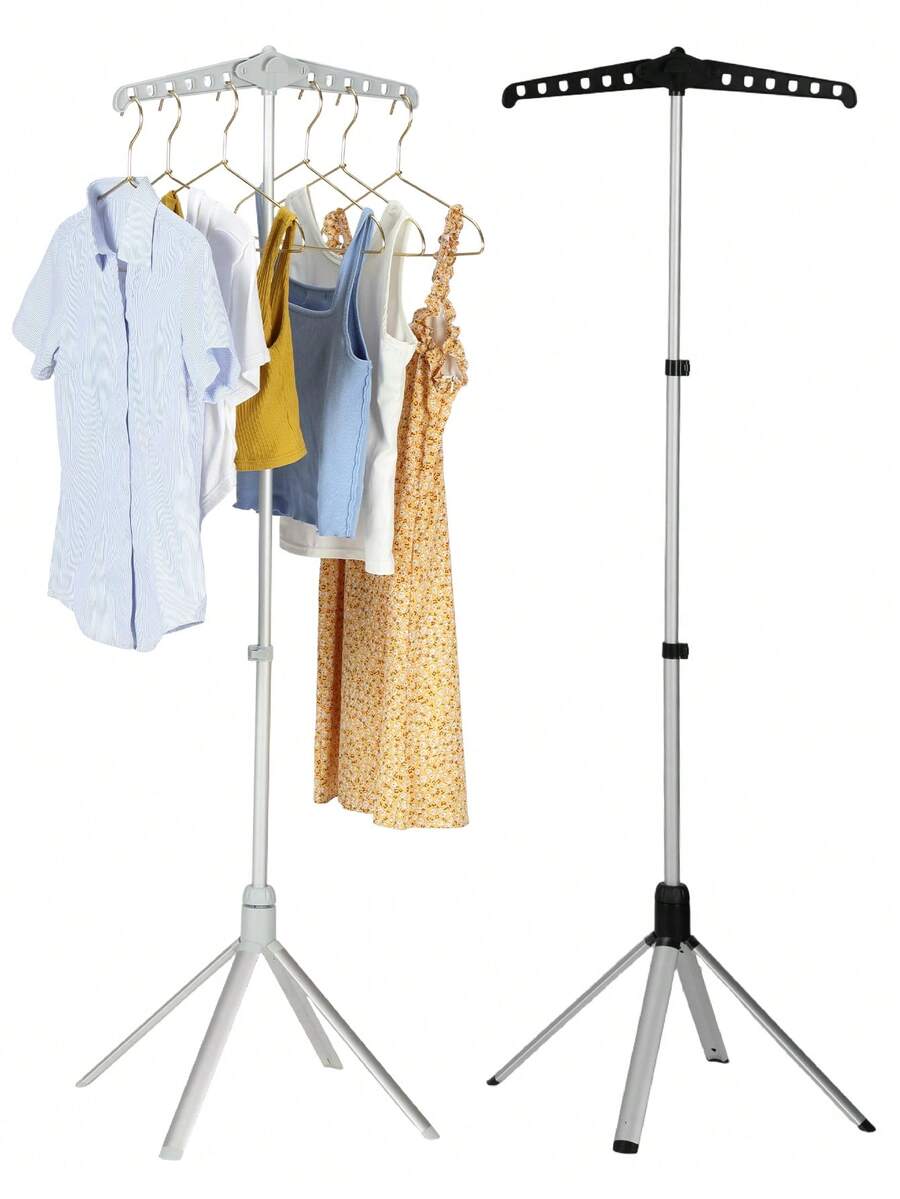Foldable Clothes Drying Rack, Adjustable Steam Ironing Rack, Handheld Steam Iron Stand, With Rotating Clothes Rod, Made Of Aluminum Alloy, Telescopic And Foldable (The Rack Can Hang 12 Pieces Of Clothing). Suitable For Ironing Clothes, Decoration, Holiday Decorations, Room Decorations, Home Decorations - A - View 1