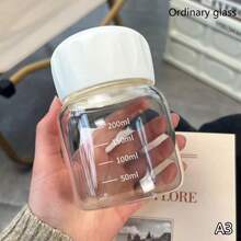 10.2盎司迷你透明玻璃水瓶，牛奶杯，咖啡杯，便携式可重复使用饮水杯，夏季饮水用具，旅行户外生日礼物 - 彩色 - 查看 12