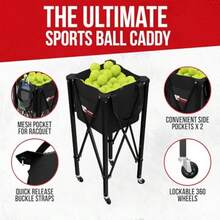 [2-in-1 Set] Tennis and Pickleball Hopper with Pickup Tube Pickleball Caddy with Collapsible Metal Frame Ball Basket and Wheels and Carry Case 120 Tennis Balls or 100 Pickleball Ball Holder - Alfiler - Ver 5
