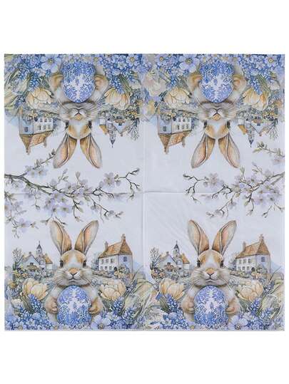 33*33cm 2-Ply Easter Bunny, Chick, Egg Print Napkins, Suitable For Easter Party Decoration