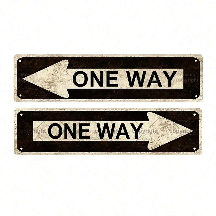 1pc, "ONE WAY" Funny Metal Tin Sign ( 15.75" X 3.94" / 40 X 10cm ), Novelty Street Sign, Home Decor, Room Decor, Wall Decor, Bathroom Decor, Bar Decor, Cafe Decor, Garage Decor,Wall Art,Canvas,Poster Gifts Birthday Graduation,Valentines Decor,Bathroom Deccor,Wall Decor,Room Decor,Bathroom Deccor,Home Decor,Wall Art,Metal Plaque,Tin Sign,Wall Plaque,Hanging Sign,Decorative Sign,Garage Sign,Bar Sign,Bathroom Sign,Novelty Plaque,Cafe Sign - 彩色 - 查看 1