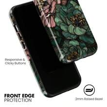Flower Green Painted Glass Phone Case, Compatible With IPhone 17 16 15 14 13 12 11 Pro Max, And Galaxy S25 S24 S23 Ultra, A Perfect Gift For Her. - Dark Green - View 4
