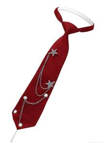Women's Fashion Casual Star Metal Chain Tie, No Tie Required, Vacations, And Traveling - 酒紅色 - 查看 6