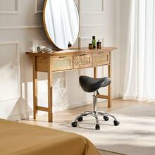 Taburete Giratorio de Altura Ajustable de 55-71 cm, Carga de 204 kg, Taburete de Trabajo, Silla de Montar Giratoria Ergonómica de Cuero de PU Engrosada para Salón Spa Clínica de Masaje, Negro - 55-71 centímetros - Ver 9