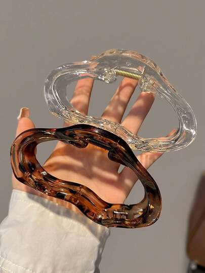 2 piezas/1 pieza Clip de pelo de plástico ligero y brillante con forma de nube grande de 11 cm/4.33 pulgadas, transparente y ámbar, accesorio de pinza de pelo elegante y minimalista adecuado para uso diario, fiestas, trabajo, vacaciones, lavado de cara, ducha y maquillaje, se puede combinar con ropa como un ornamento o tocado, clips de pelo, pinzas de pelo, sujetadores de pelo, accesorios de pelo para mujeres, artículos escolares, accesorios de pelo de otoño e invierno para la universidad