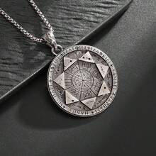 1pc Gothic Style Seven Archangels Pendant Necklace, Mysterious Symbol Jewelry, Alloy Material, Gift For Men - Multicolor - View 1