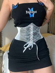 1件装女士白色蕾丝束腰带，性感宫廷风，适合万圣节派对或日常通勤 - 白色 - 查看 6