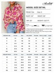 Acelitt Floral Print Batwing Sleeve Loose Fit Button-Up Shirt, Pink - Multicolor - View 4
