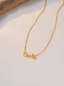 1pc "Carla" Letter Pendant Niche Minimalist Necklace Jewelry Set, Elegant & Style, Suitable For Dates, Gifts, Daily Wear (OPP Bag Packaging) - Yellow Gold - View 2