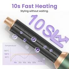 ATOPSKINS 2026升级版五合一热风吹风机及专业沙龙级造型工具 | 5个可拆卸互换刀头 + 3种精准温度设置 | 自动卷发及多种造型（卷发/波浪/直发/柔顺/蓬松/内卷/外卷） - 綠色 - 查看 9