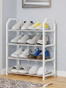 1 pièce Organisateur de rangement à 4 niveaux pour chaussures, meuble de rangement pour chaussures autoportant parfait pour la penderie, l'entrée, le couloir, le vestibule, le salon, la chambre. Assemblage facile, structure en métal économisant l'espace. Étagère d'affichage pour chaussures, bottes, Baskets, pantoufles et accessoires. Solution d'organisation design minimaliste moderne et compact. - Multicolore - Voir 9