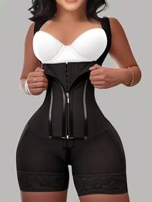 Women's Faja Moldeadoras Colombianas Lace Overlay With Non-Slip Silicone | High-Elasticity Corset Bodysuit With Firm Compression & Adjustable Straps, Strong Shapewear Bodysuit For Workouts & Social Gatherings - 黑色 - 查看 2