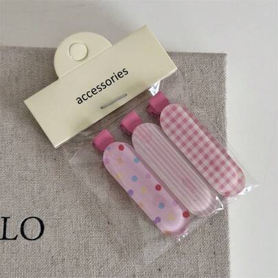 Jelly Color Bow Plaid Floral Rabbit Hair Clips, Cute Bangs Hairpins Hair Accessories For Girls