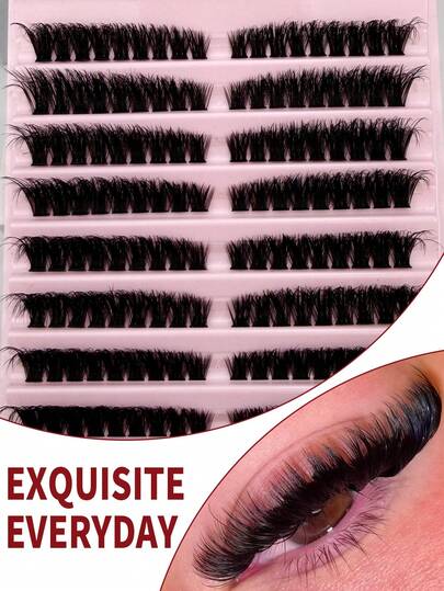 180 piezas de racimos de pestañas postizas naturales y esponjosas de 8-16 mm de tamaño mixto, adecuadas para fotografía y maquillaje de dibujos animados, extensiones de pestañas DIY