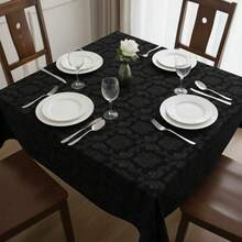 Jacquard Tablecloth For 4, 6, Or 8 People. - Black - View 5
