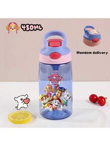 Paw Patrol 1个“成就伟业”可爱卡通图案儿童水瓶，16盎司，带提手和硅胶吸管，防漏盖，4种颜色可选，适合返校、工作、户外运动、旅行、生日礼物、感恩节、毕业典礼、情人节等场合。 - 彩色 - 查看 5