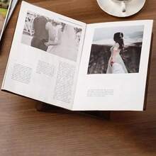 1个现代简约木质书架，高度和角度可调节，坚固的交叉框架设计，无需电源，适用于家庭办公室、厨房、阅读区、咖啡桌，可放置书籍、杂志、食谱等，节省空间的展示架 - A - 查看 5