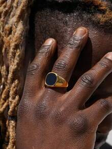 一枚时尚、霸气、简约的男士油滴戒指，个性化欧美复古时尚首饰，适合日常佩戴，也可作为礼物送给朋友。 - 滴油戒指 - 查看 3