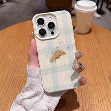 1pc TPU Material Fresh Plaid Bow Bread Pattern Phone Case Compatible With Iphone 17 Pro Max/17/16 Pro Max/15/13/12/11, S20 FE/A15/S24/A55, Compatible With Note 11/Note 12/Note 13 Pro, Full Coverage Anti-Drop Soft Shell Phone Protective Cover - White - View 4