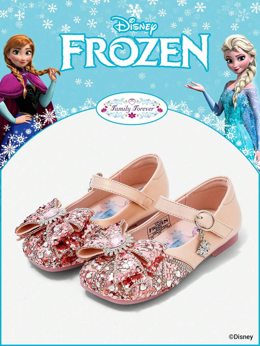 Disney 1 Pair Authorized Princess Shoes For Children, Suitable For Daily And Outdoor Wear, Comfortable, Non-Slip, Breathable (Children's Flat Shoes, Girls' Shoes, Princess Shoes, Queen Shoes) - Pink - View 1