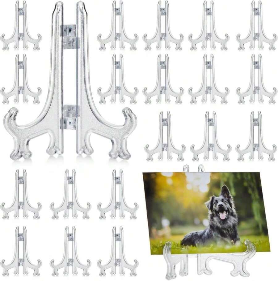 Juvale Mini Acrylic Easel Stands - 24-Pack, 3-Inch Clear Plastic - Display Stands For Collectibles, Trading Cards &Amp; Photos - Trắng - Xem 1